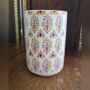 Dash of That Stoneware Utensil Holder Colorful Vibrant Unique Floral Pattern